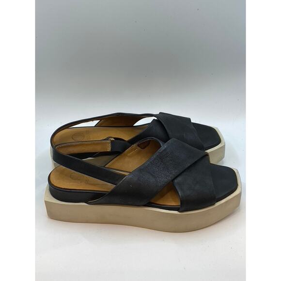 COCLICO Women’s Black Leather Square-Toe Strappy Serena Sandals SZ 36(US6) - Picture 1 of 9